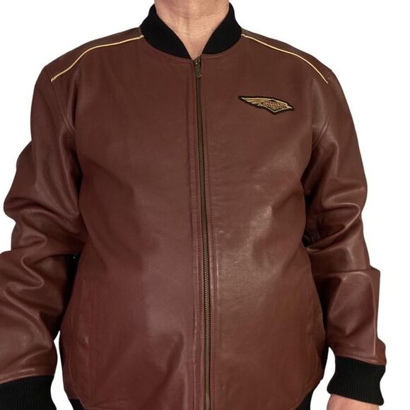 Harley-Davidson Bomber Jacket Mens L Dark Red Leather 120th Anniversay Edition - Picture 2 of 9